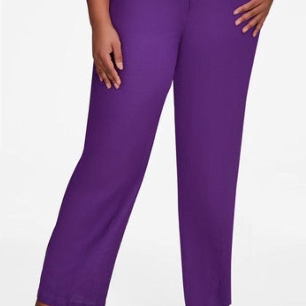 Tie waist wide leg pants-Purple